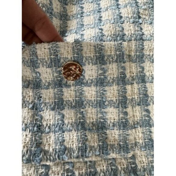 Richarl Zoe Women's Fringe-Trim Tweed Blazer gold button detail Size Large - Picture 6 of 12